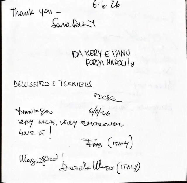 Handwritten guestbook page 10
