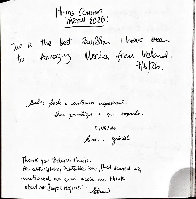 Handwritten guestbook page 12