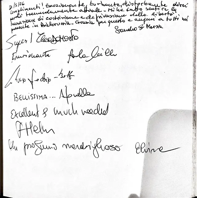 Handwritten guestbook page 2