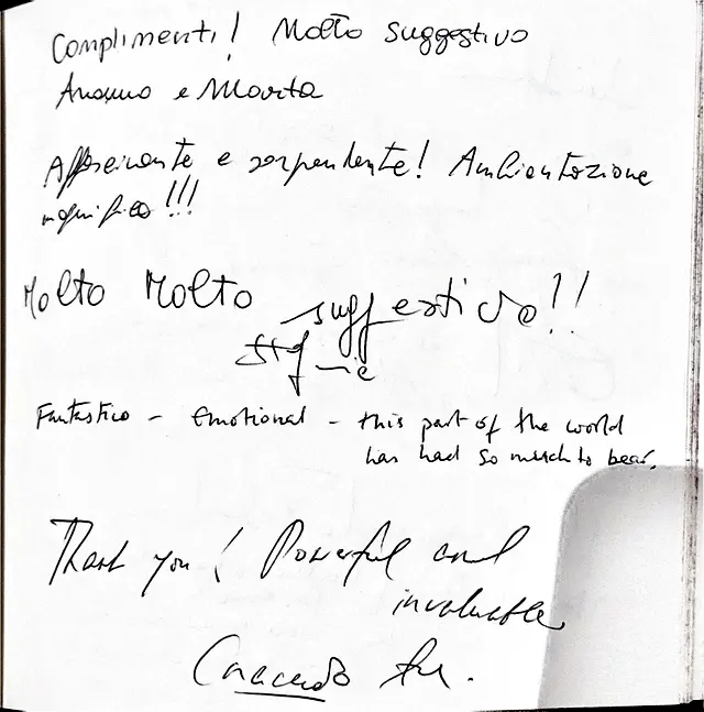 Handwritten guestbook page 4