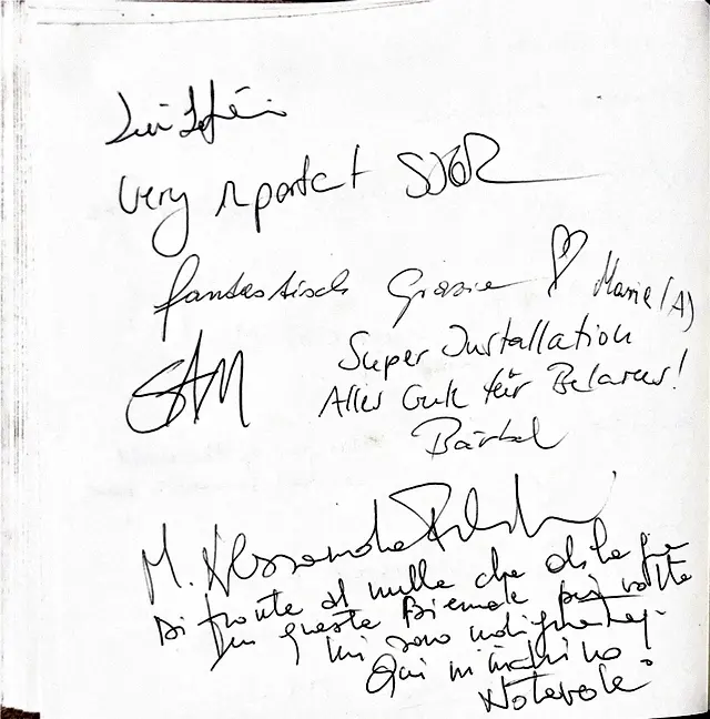 Handwritten guestbook page 5