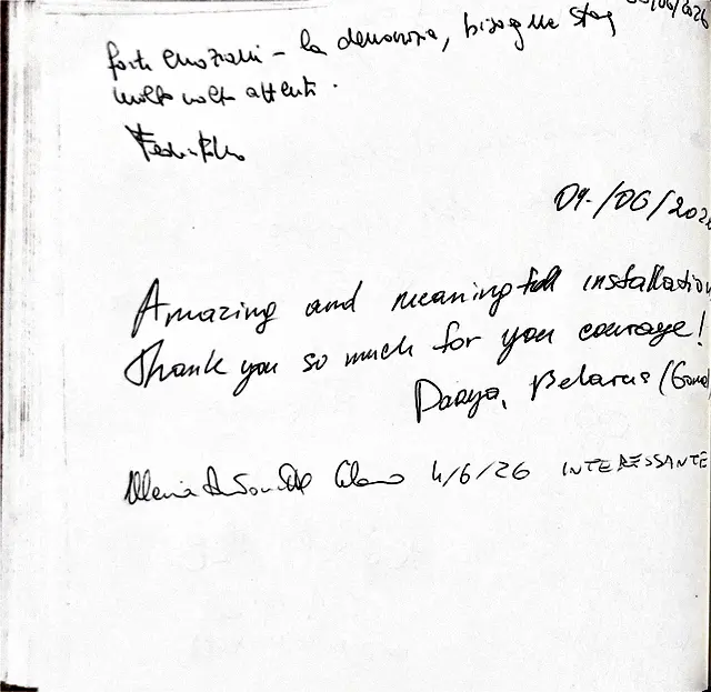 Handwritten guestbook page 7